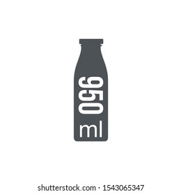 Liter l sign (l-mark) estimated volumes 950 milliliters (ml) Vector symbol packaging, labels used for prepacked foods, drinks different liters and milliliters. 950 ml vol single icon isolated on white