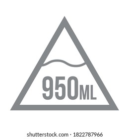 Liter l sign (l-mark) estimated volumes 950 milliliters (ml) Vector symbol packaging, labels used for prepacked foods, drinks different liters and milliliters. 950 ml vol single icon isolated on white