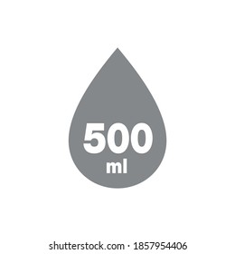 Liter l sign (l-mark) estimated volumes 500 milliliters (ml) Vector symbol packaging, labels used for prepacked foods, drinks different liters and milliliters. 500 ml vol single icon isolated on white