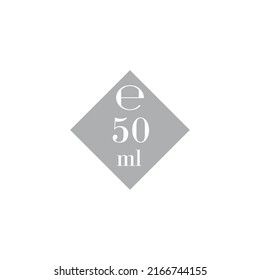 Liter l sign (l-mark) estimated volumes 50 milliliters (ml). Vector symbol packaging and labels used for prepacked foods, drinks different liters and milliliters. 50 Vol single icon isolated on white