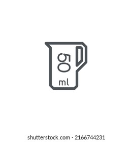 Liter l sign (l-mark) estimated volumes 50 milliliters (ml). Vector symbol packaging and labels used for prepacked foods, drinks different liters and milliliters. 50 Vol single icon isolated on white