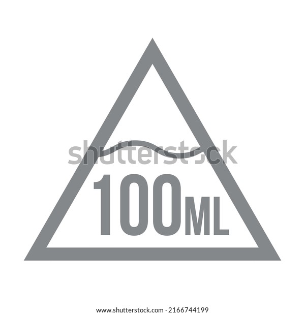 Liter l sign (l-mark) estimated volumes 100\
milliliters (ml) Vector symbol packaging, labels used for prepacked\
foods, drinks different liters and milliliters. 100 ml vol single\
icon isolated on white