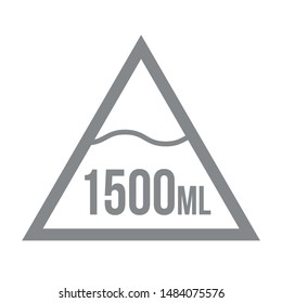 Liter l sign (mark) estimated volumes 1500 milliliters (ml) Vector symbol packaging, labels used for prepacked foods, drinks different liters and milliliters. 1500 ml vol single icon isolated on white