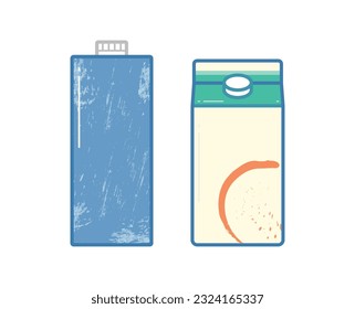 Liter liquid cardboard containers in beverage illustration