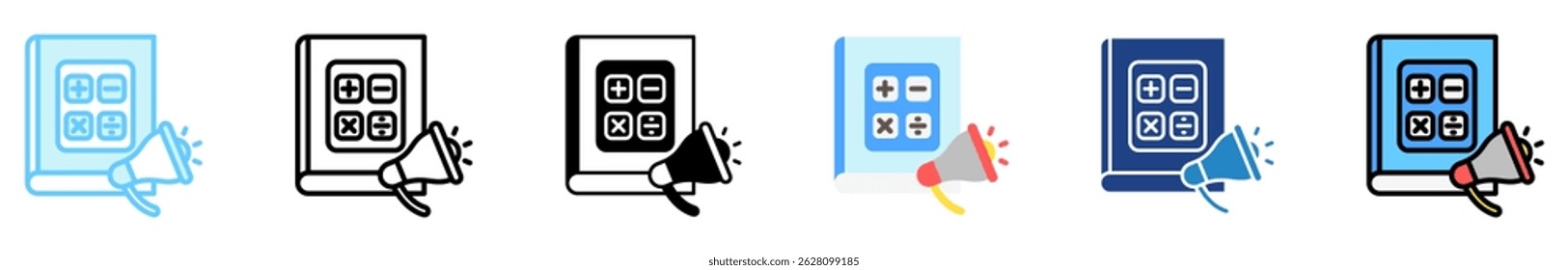 Campanha de alfabetização multi estilo, mini conjunto de ícones de ilustração. contorno, plano, glifo, cor de linha. vetor para IU, UX, aplicativo, web, digital ou impressão, relacionado com dias de alfabetização internacional, educação.