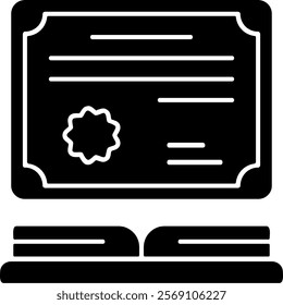 Literacy certificate Solid Style Sample EPS Icon