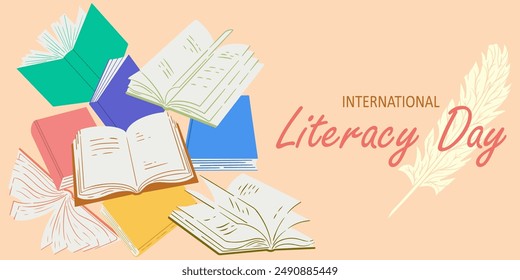 Literacy Day card with open and closed books