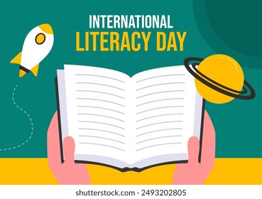 Literacy Day Social Media Background Flat Cartoon Hand Drawn Templates Illustration