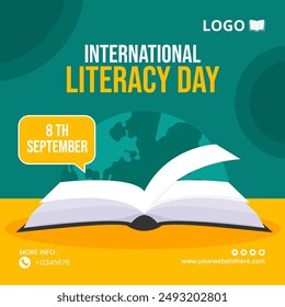 Literacy Day Social Media Illustration Flat Cartoon Hand Drawn Templates Background