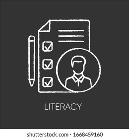 Literacy flat design long shadow glyph icon. Professional knowledge. Candidate CV, job application. Company personnel competence. Employee skills checklist silhouette RGB color illustration