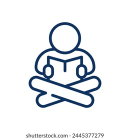 Literacy and Learning Icon. Simple Line Illustration of a Child Reading a Book, Symbolizing Education, Knowledge, and Early Child Development.