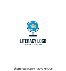 Literacy Logo Design Vector Globe Icon Stock Vector (Royalty Free ...