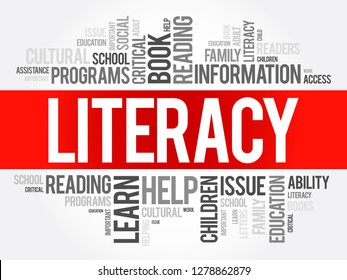 Literacy Word Cloud Collage Education Concept Stock Vector (Royalty ...