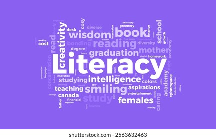 Literacy word cloud template. Literacy concept vector tagcloud background. vector illustration.