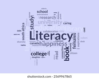 Literacy word cloud template. Literacy concept vector tagcloud background. vector illustration.