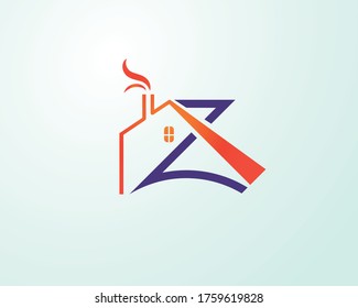 Literally elegant logo where a house is standing together with Z letter, Resulting logo is versatile and memorable. the logo is Suitable for real estate, construction services.