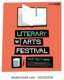 Literary Arts Festival (Flat Style Vector Illustration Quote Poster Design) With Text Box Template