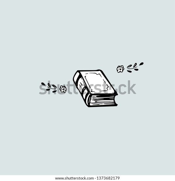 Literary Award Concept, vector illustration.\
Hand-drawn book and\
flowers.