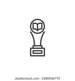 Literary award line icon. linear style sign for mobile concept and web design. Literary prize cup outline vector icon. Symbol, logo illustration. Vector graphics