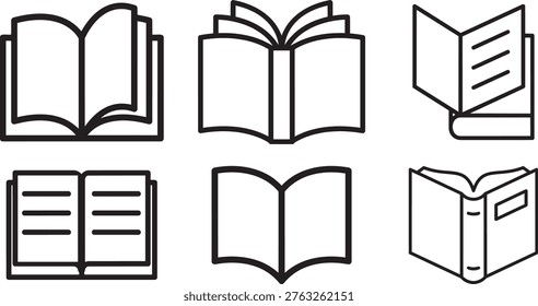 Literary Collection: A set of six unique book illustrations that capture the essence of reading. The books are positioned to highlight their pages and covers.png