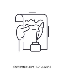 Literary creativity line icon concept. Literary creativity vector linear illustration, symbol, sign