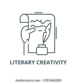 Literary creativity vector line icon, linear concept, outline sign, symbol