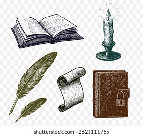 Literary Halftone Collage Elements vector