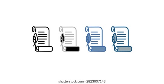 
Literary icon set—a multi-style collection featuring paper and pencil designs