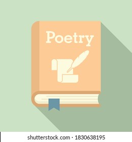 Literary poetry book icon. Flat illustration of literary poetry book vector icon for web design