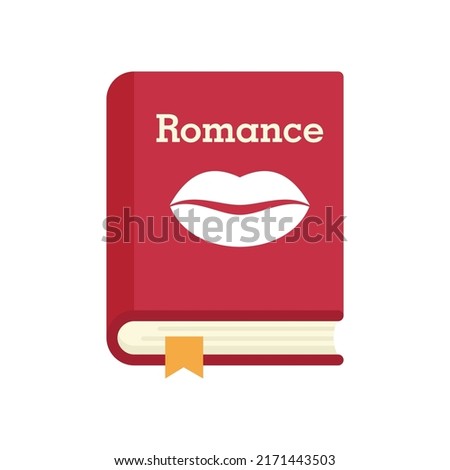 Literary romance book icon. Flat illustration of literary romance book vector icon isolated on white background