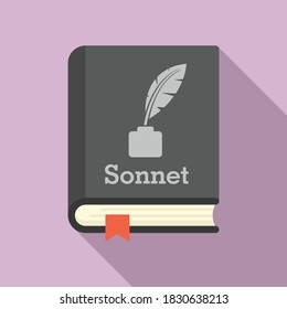 Literary sonnet book icon. Flat illustration of literary sonnet book vector icon for web design