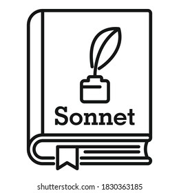 Literary sonnet book icon. Outline literary sonnet book vector icon for web design isolated on white background