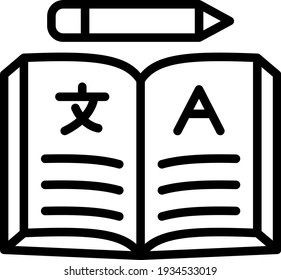 Literary translation Concept Vector line Icon Design, Language Translator symbol on white background, Dub localization stock illustration