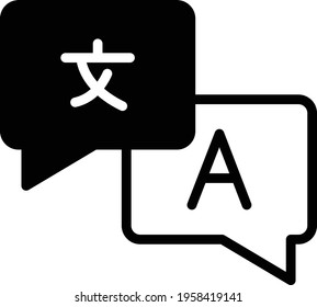 Literary Translators Vector glyph Icon Design, Language Translation symbol on white background, Dub localization stock illustration, written language learning Concept,  
