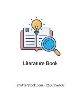 Literature Book vector Filled Outline Icon Design illustration. Educational Technology Symbol on White background EPS 10 File