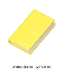 Literature book yellow cover paper textbook literary encyclopedia knowledge 3d icon realistic vector illustration. Textbook dictionary notepad diary business planner academic reading schoolbook