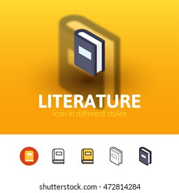 Literature color icon, vector symbol in flat, outline and isometric style isolated on blur background