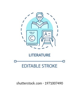 Literature concept icon. Copyright object idea thin line illustration. Literary production. Creative human activities product. Vector isolated outline RGB color drawing. Editable stroke