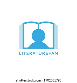 Literature fan logo, silhouette of a man reading a book, home education icon concept