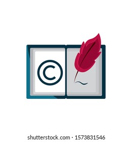 literature feather write property intellectual copyright icon vector illustration