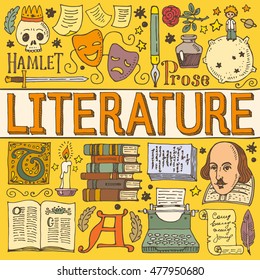 Literature Hand Drawn Colorful Vector Poster Stock Vector (Royalty Free ...