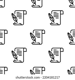 Literature Icon Pattern. Seamless Literature Pattern On White Background.