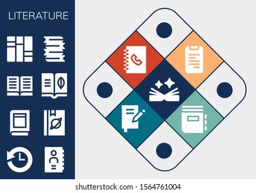 literature icon set. 13 filled literature icons.  Simple modern icons about  - Book, History, Phone book, Books, Dictionary