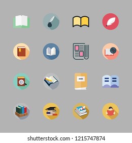 literature icon set. vector set about book, reading, quill and library icons set.