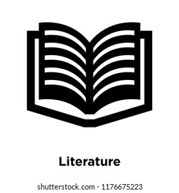 Literature icon vector isolated on white background, logo concept of Literature sign on transparent background, filled black symbol