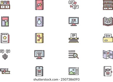 Literature icons collection is a vector illustration with editable stroke.