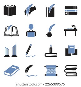 Literature Icons. Two Tone Flat Design. Vector Illustration.