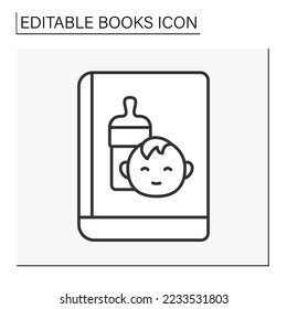  Literature line icon. Tutorial about care of new born baby. Book concept. Isolated vector illustration. Editable stroke