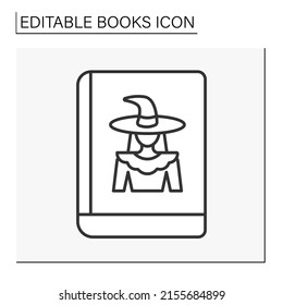  Literature Line Icon. Witchcraft. Spelling Supernatural Book. Magic Art. Book Concept. Isolated Vector Illustration. Editable Stroke