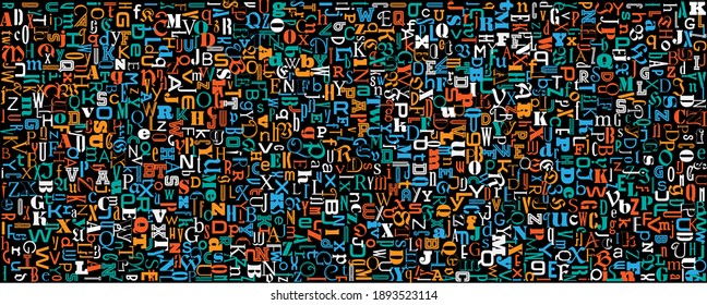 Literature and poetry horizontal background with texture from rainbow  letters